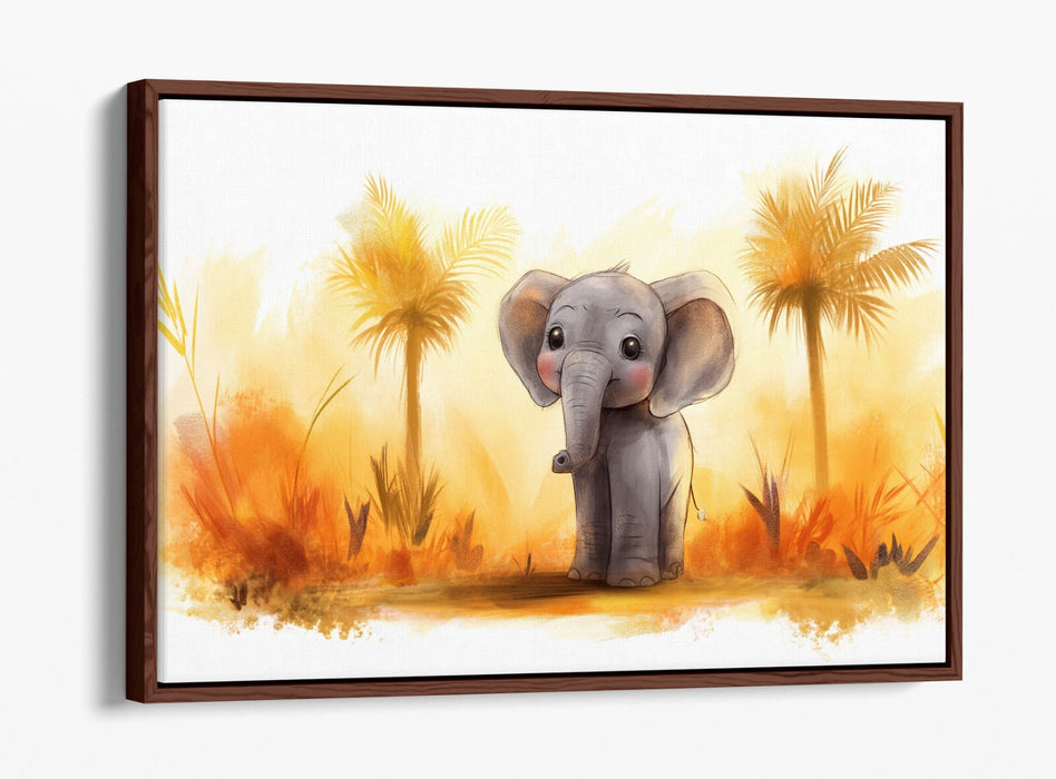Cartoon Elephant Canvas - Safari Wall Art | Handmade Float Effect Print