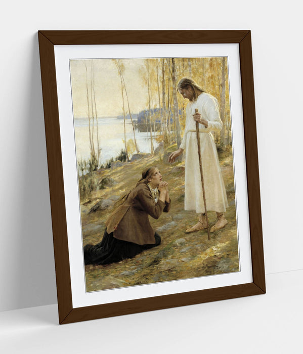 Framed Art Poster - Albert Edelfelt Print of Christ and Mary Magdalene, UK Made