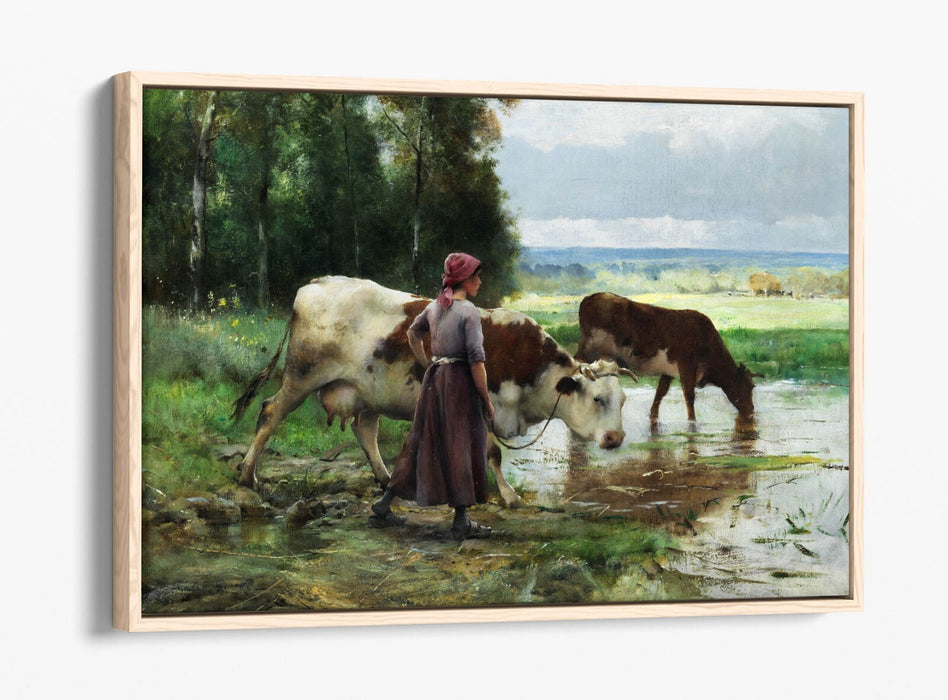 JULIEN DUPRE, YOUNG WOMAN SOARING CATTLE -FLOAT EFFECT CANVAS WALL ART PIC PRINT