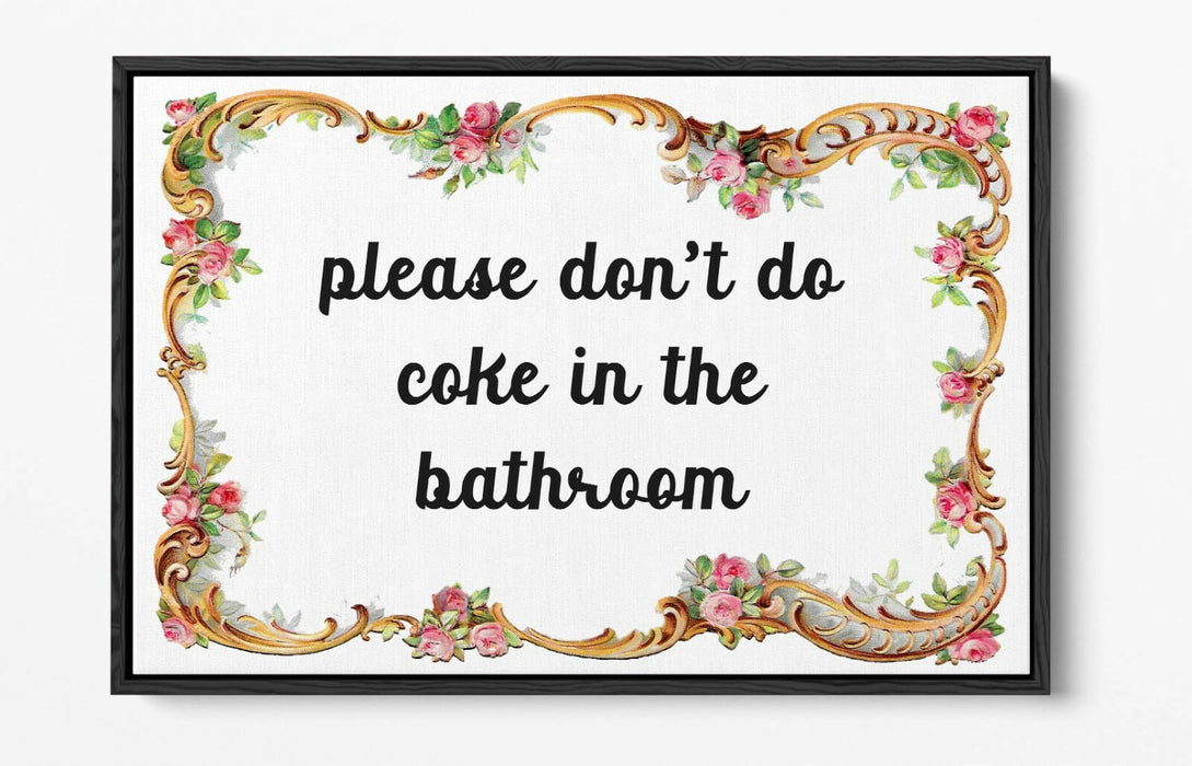 "PLEASE DON'T DO COKE" FUNNY BATHROOM QUOTE -FLOAT EFFECT CANVAS WALL ART PRINT