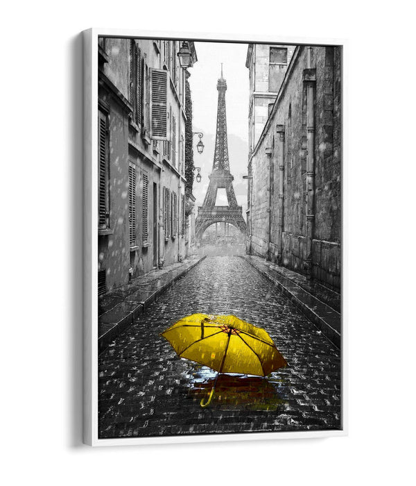 Canvas Wall Art – Yellow Umbrella Float Effect on Custom MDF Frame, Handmade UK