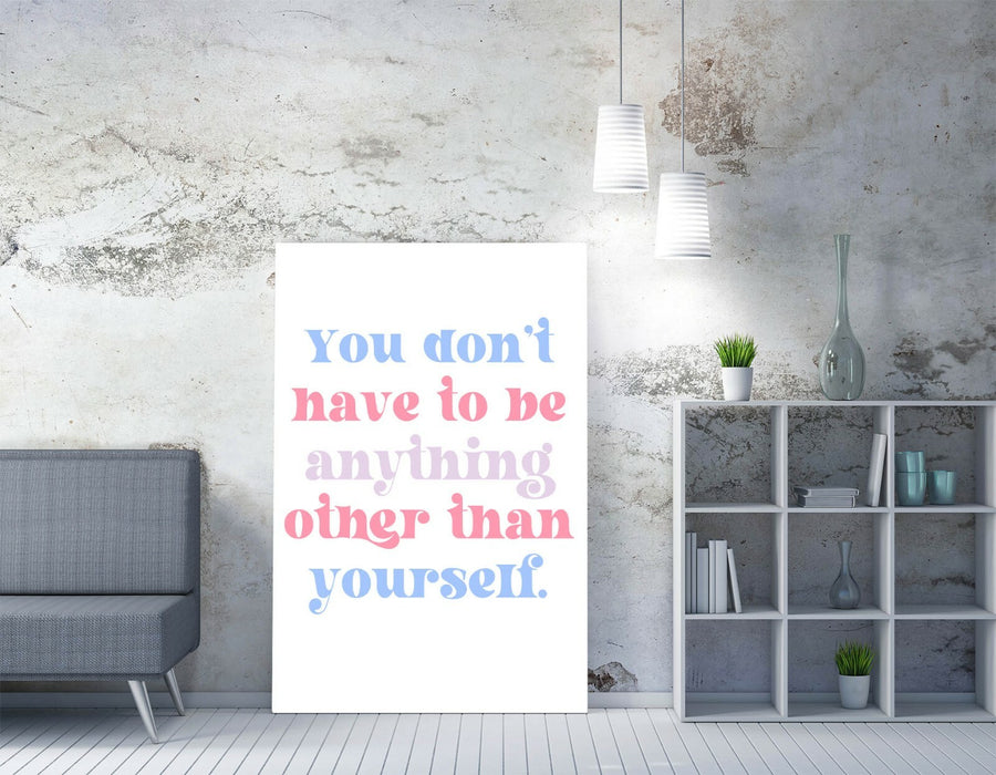 "BE YOURSELF" INSPIRATIONAL QUOTE -CANVAS WALL ART PICTURE PRINT- BLUE PINK