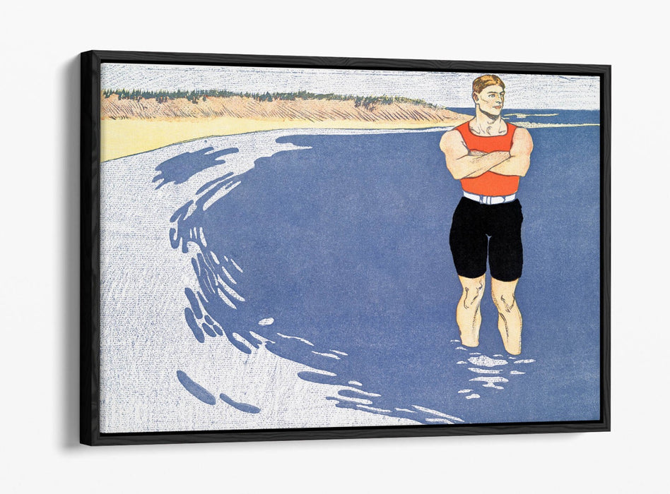 Canvas Wall Art Print - Man Standing in the Sea | Edward Penfield Float Effect
