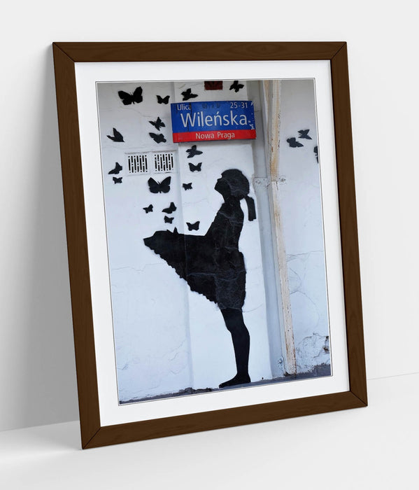 Banksy Wall Art - Framed Graffiti Poster Print With Butterflies | Urban Art Poster