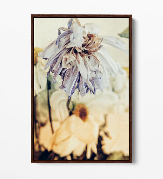 VINTAGE DEAD FLOWERS A -FLOAT EFFECT CANVAS WALL ART PIC PRINT- VIOLET