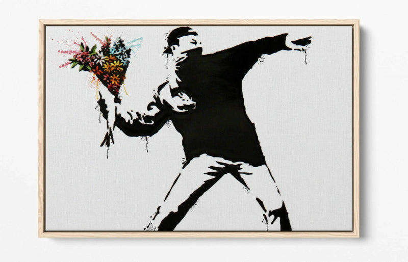 Float Effect Canvas - Banksy Flower Print | Premium Handmade UK Wall Art