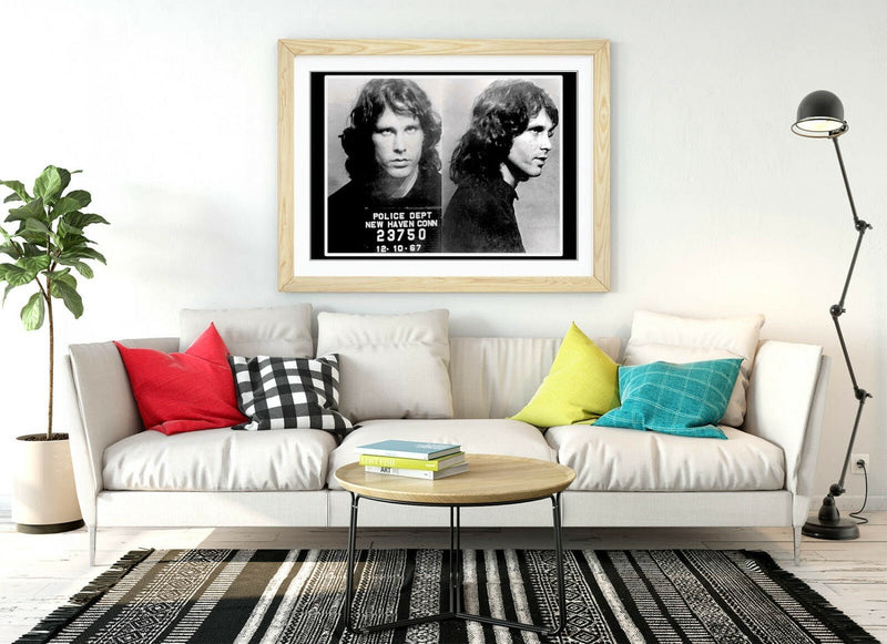 Jim Morrison Poster - Framed Wall Art | Black and White Print with MDF Wood Frame
