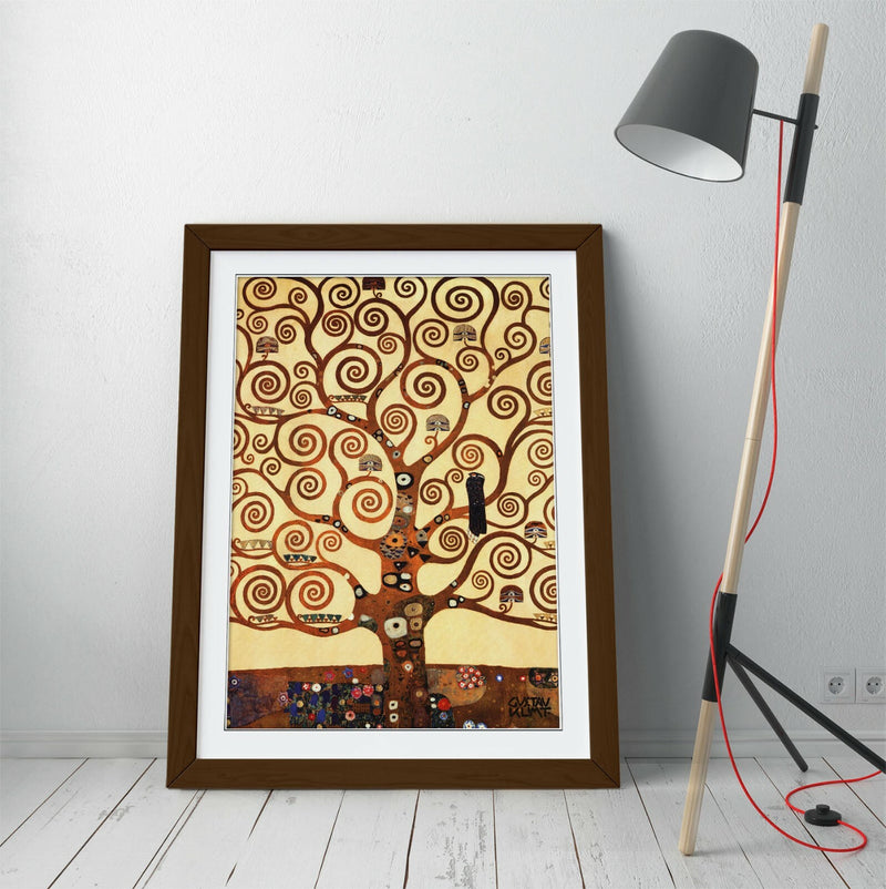 Framed Art Print - Gustav Klimt Tree of Life Poster with Gold Leaf Artwork | Ready to Hang