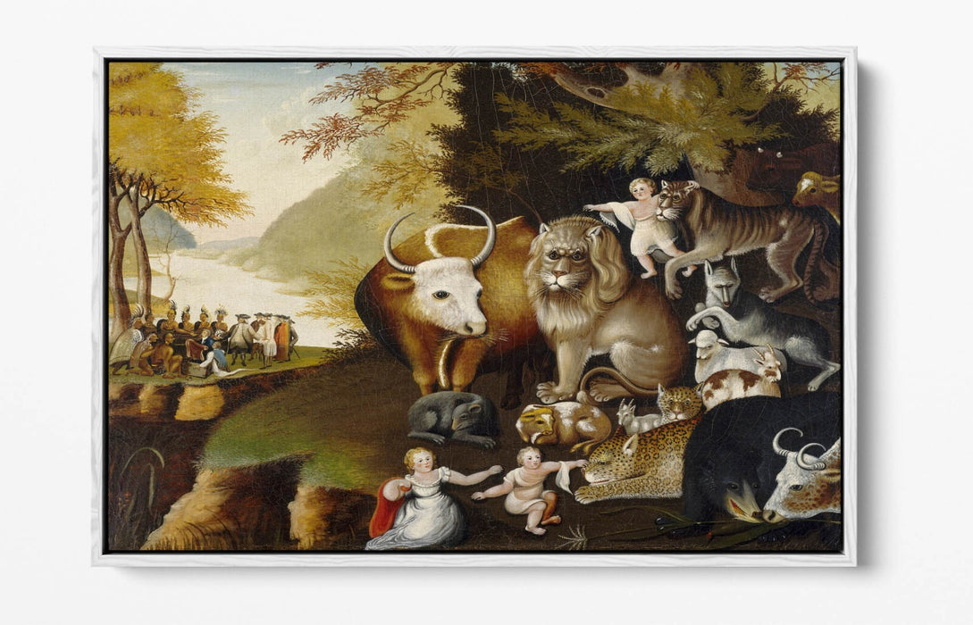 Canvas Wall Art - Edward Hicks Peaceable Kingdom Float Effect Print on MDF Frame