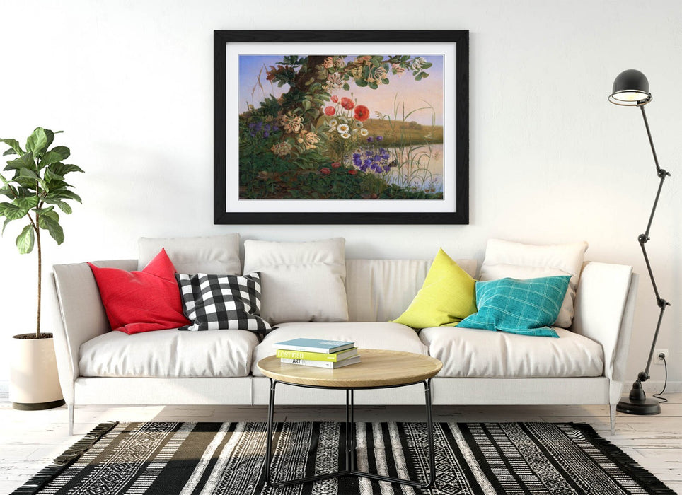 Framed Wall Art Poster - Flower Art Print With Natural Wood Frame & Matte Finish