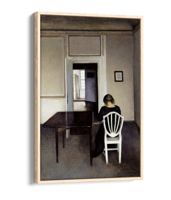 VILHELM HAMMERSHOI INTERIOR WITH IDA -FLOAT EFFECT CANVAS WALL ART PICTURE PRINT