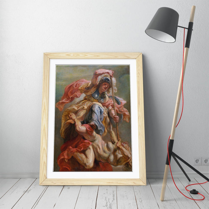 Framed Wall Art Poster | Peter Paul Rubens Minerva Slaying Discord Print - Matte Finish, Ready To Hang