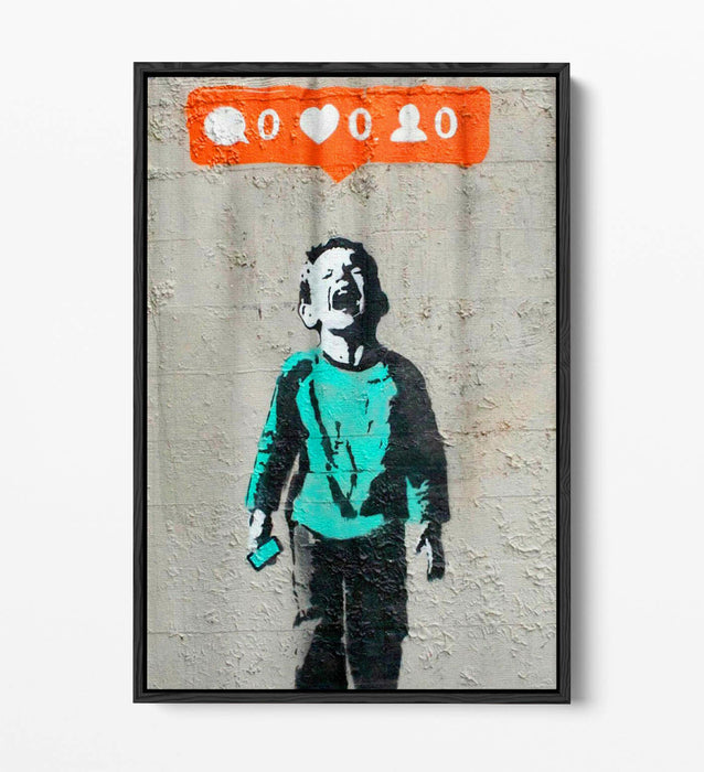 BANKSY "NO SOCIAL MEDIA" -FLOAT EFFECT CANVAS ART PRINT- GRAFFITI STREET ART
