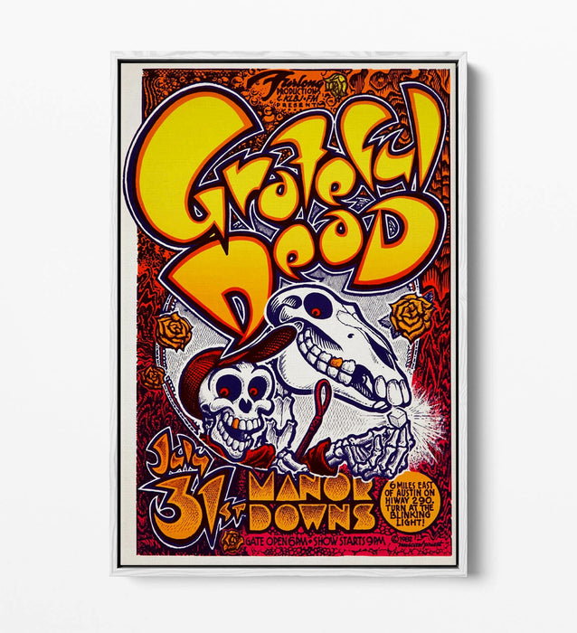 PSYCHEDLIC VINTAGE GRATEFUL DEAD POSTER -FLOAT EFFECT CANVAS WALL ART PRINT