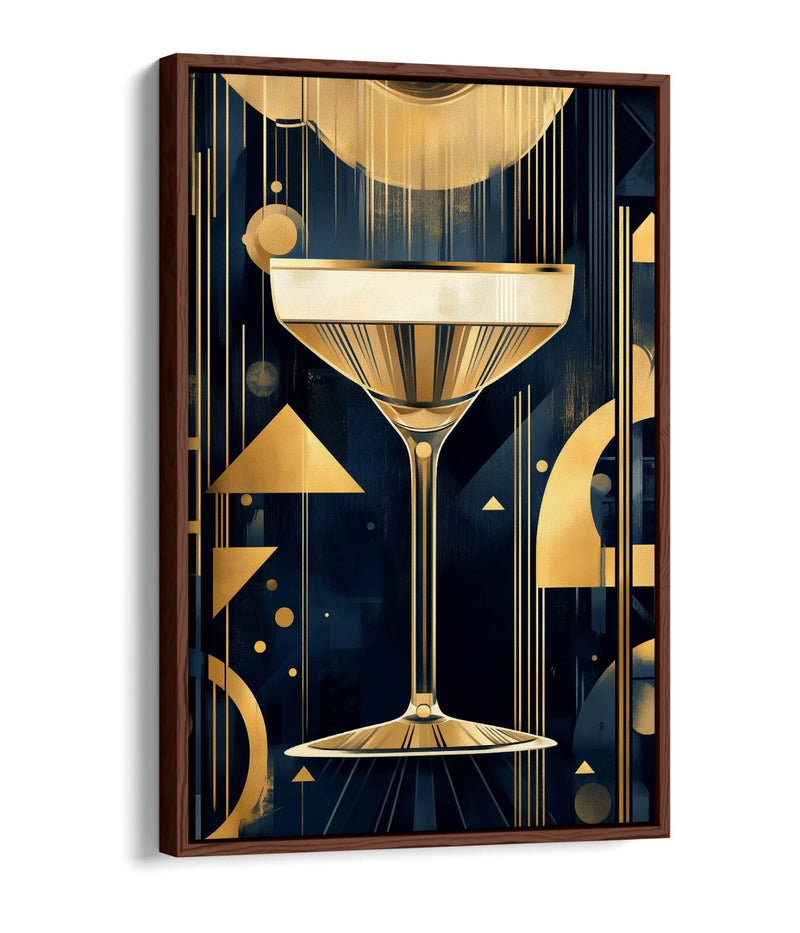 Art Deco Canvas – Classy Champagne Glass Float Effect Canvas Wall Art Print