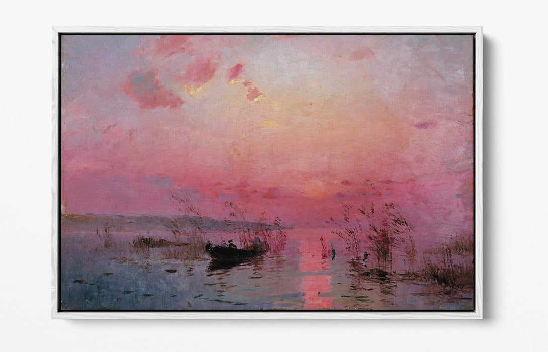 SERHII VASYLKIVSKY, SUNSET OVER THE LAKE -FLOAT EFFECT CANVAS WALL ART PRINT