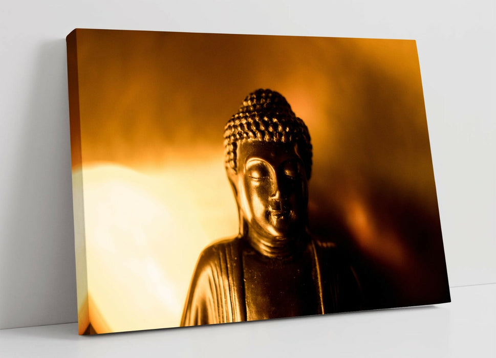 Gold Buddha Statue - Handmade Canvas Wall Art | Buddhist Wall Decor Print