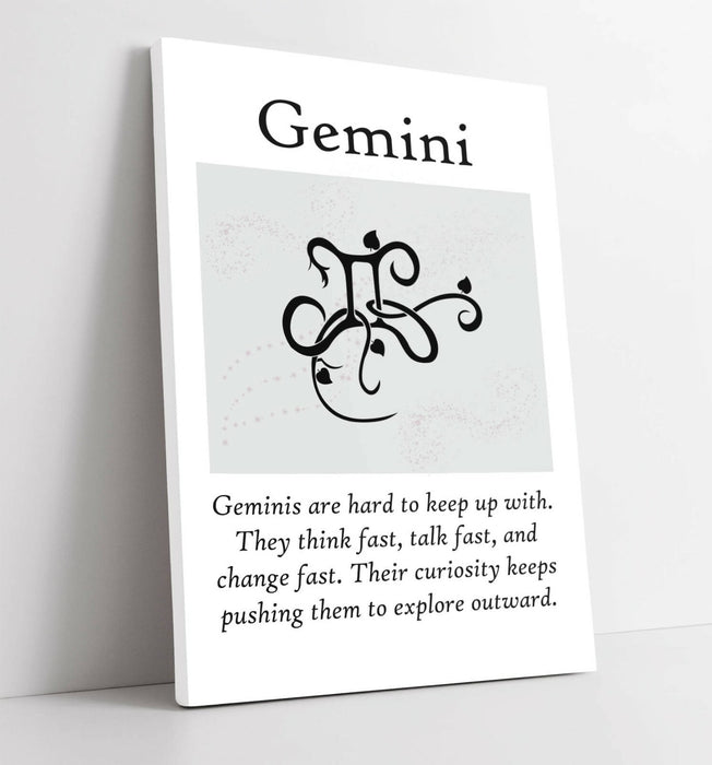 GEMINI STAR SIGN ZODIAC ASTROLOGY QUOTE SLOGAN -CANVAS WALL ART PICTURE PRINT