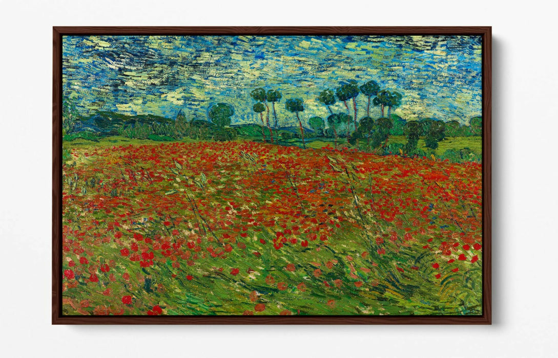 VAN GOGH POPPY FIELD -FLOAT EFFECT CANVAS WALL ART PIC PRINT- GREEN BLUE