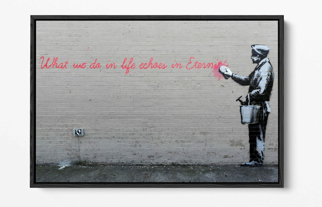 BANKSY WHAT WE DO IN LIFE -FLOAT EFFECT CANVAS WALL ART PIC PRINT- RED