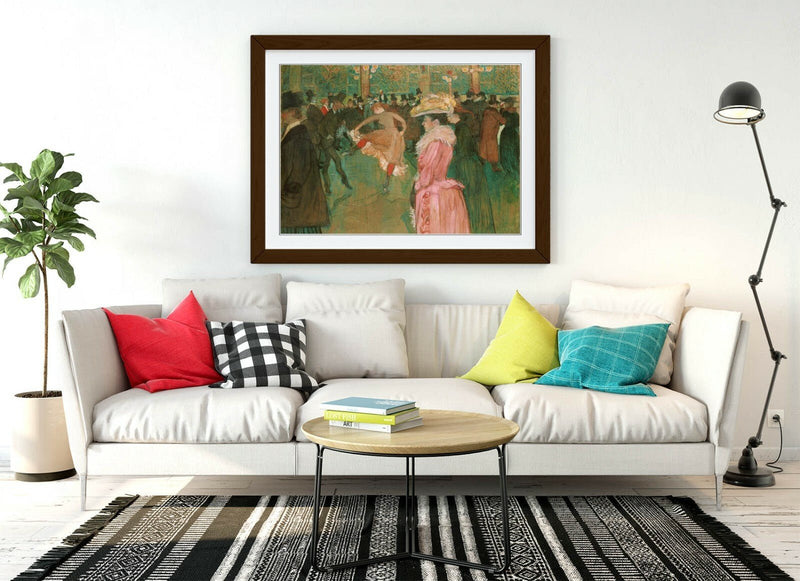 Framed Art Poster - Moulin Rouge Artwork With Woodgrain Frame Finish - Pink Wall Decor