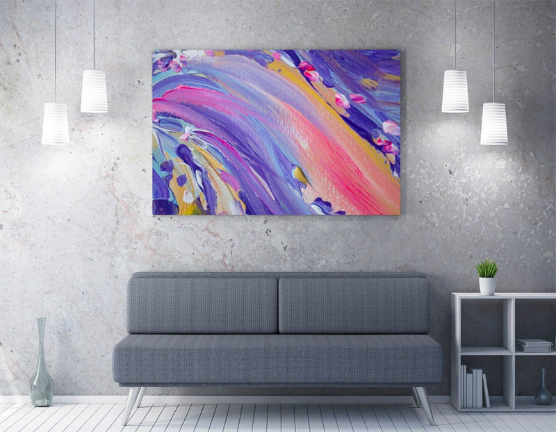 Abstract Canvas Wall Art - Purple Pink Painting | Modern Canvas Print Ready to Hang