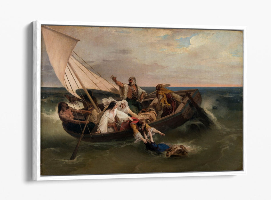 FRANCESCO HAYEZ, BOAT WITH GREEK FUGITIVES -FLOAT EFFECT CANVAS WALL ART PRINT