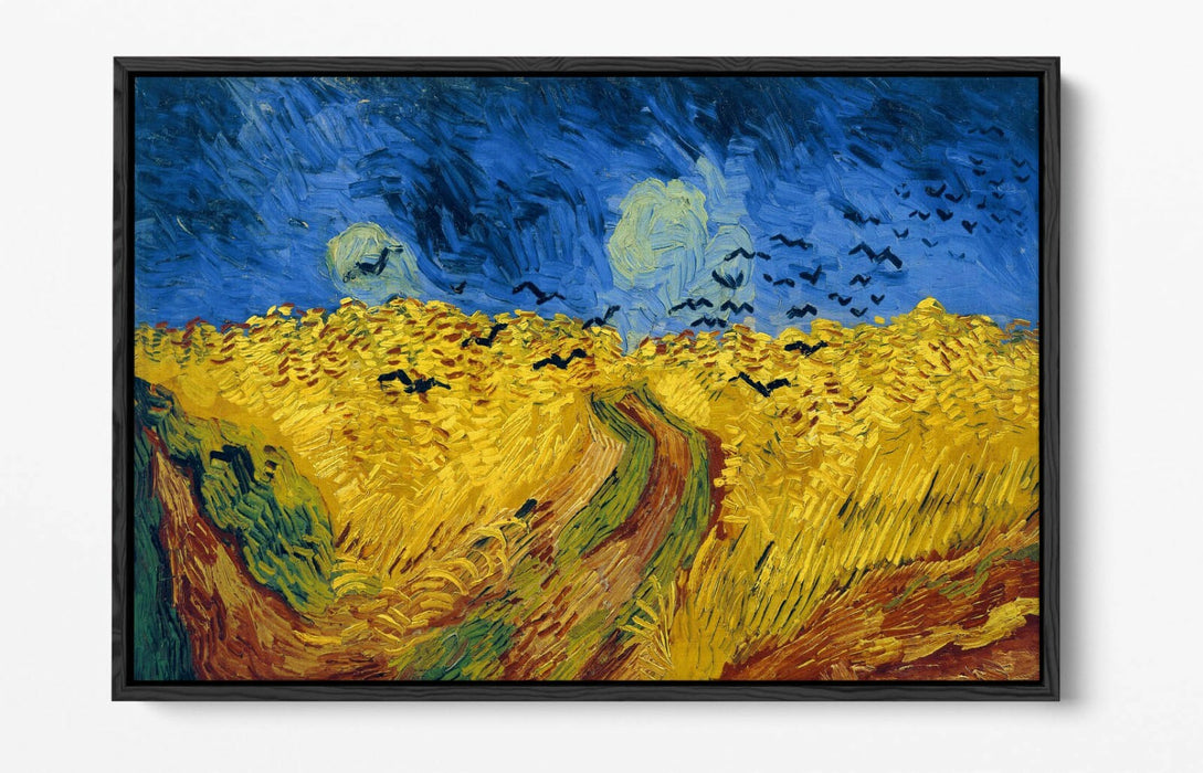 VAN GOGH WHEATFIELD WITH CROWS -FLOAT EFFECT CANVAS WALL ART PIC PRINT- BLUE