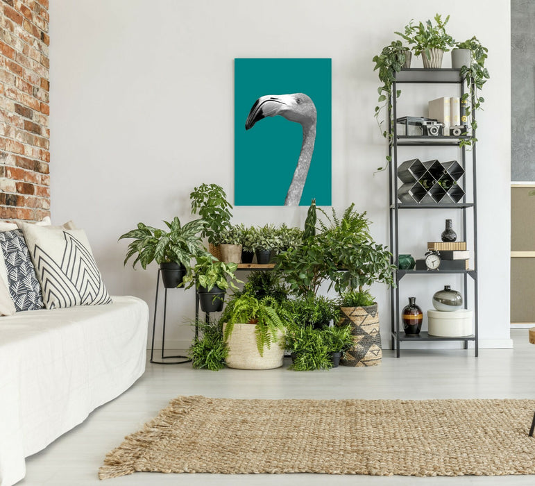 Flamingo Canvas Art – Black And White Teal Wall Decor On Premium Canvas Print