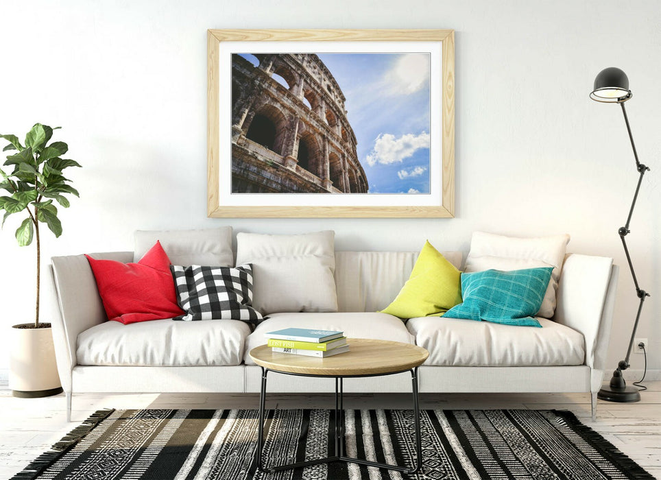 Framed Art Print - Classic Beige Wall Art Poster in Wood Grain Frame