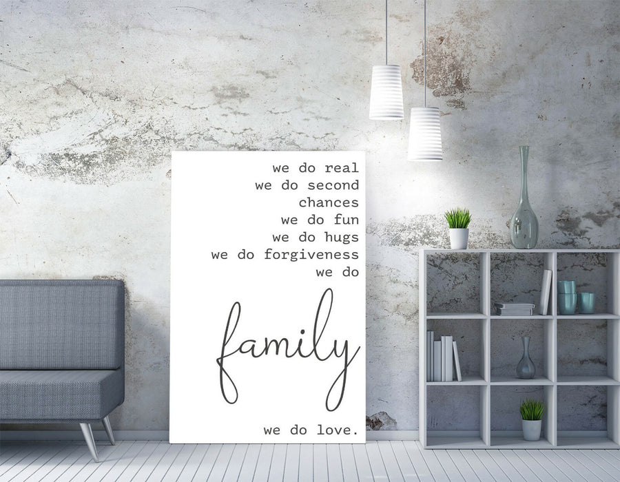 "WE DO FAMILY" LOVE HOME QUOTE SLOGAN -CANVAS WALL ART PICTURE PRINT