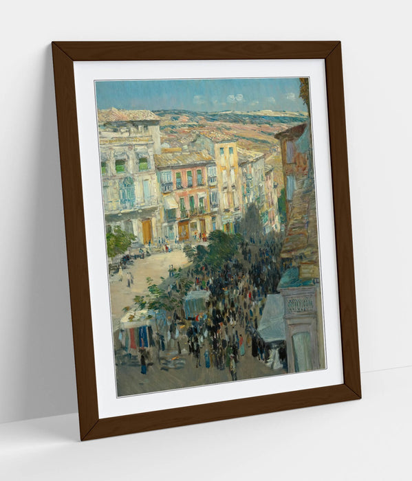 Framed Wall Art - Childe Hassam El Zocodover Toledo Spain Poster Print with Wood Grain Frame