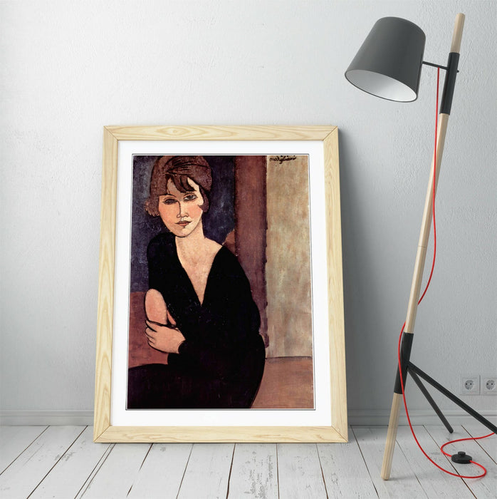 Modigliani Framed Wall Art – Handmade UK Portrait Print with Wood Grain Frame