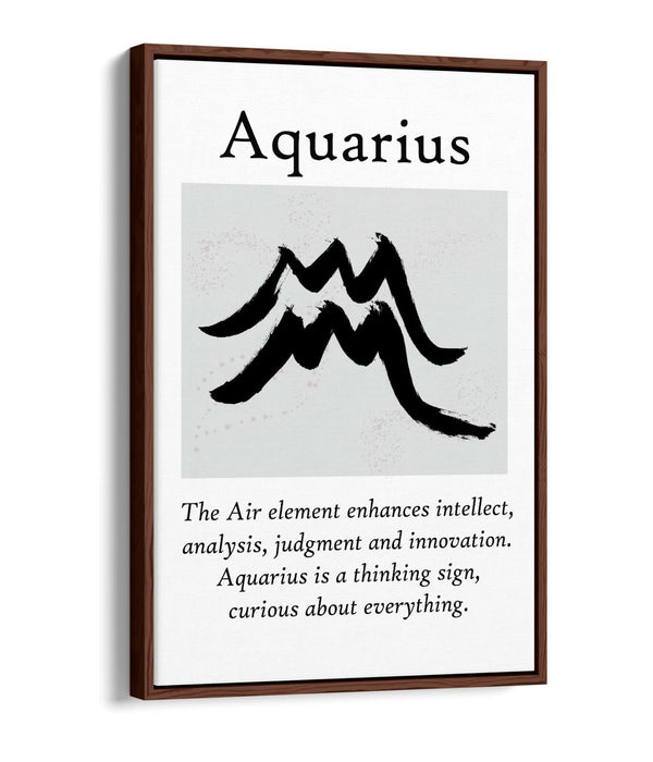 AQUARIUS STAR SIGN ZODIAC ASTROLOGY QUOTE -FLOAT EFFECT CANVAS WALL ART PRINT