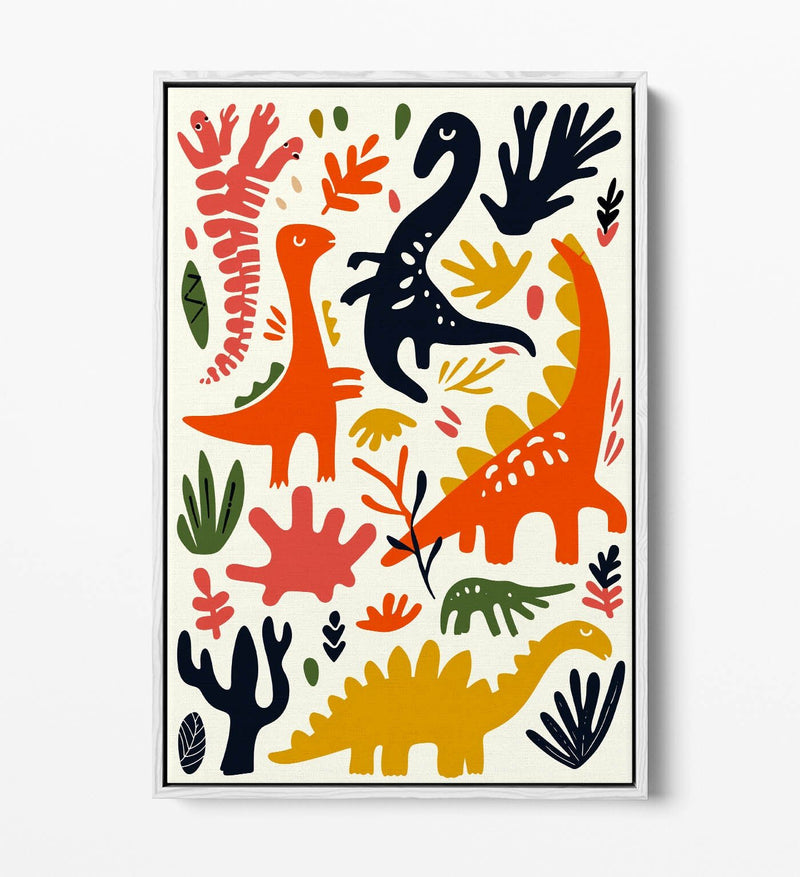 Dinosaur Canvas Art - Colorful Kids Wall Decor | Float Effect Canvas Print