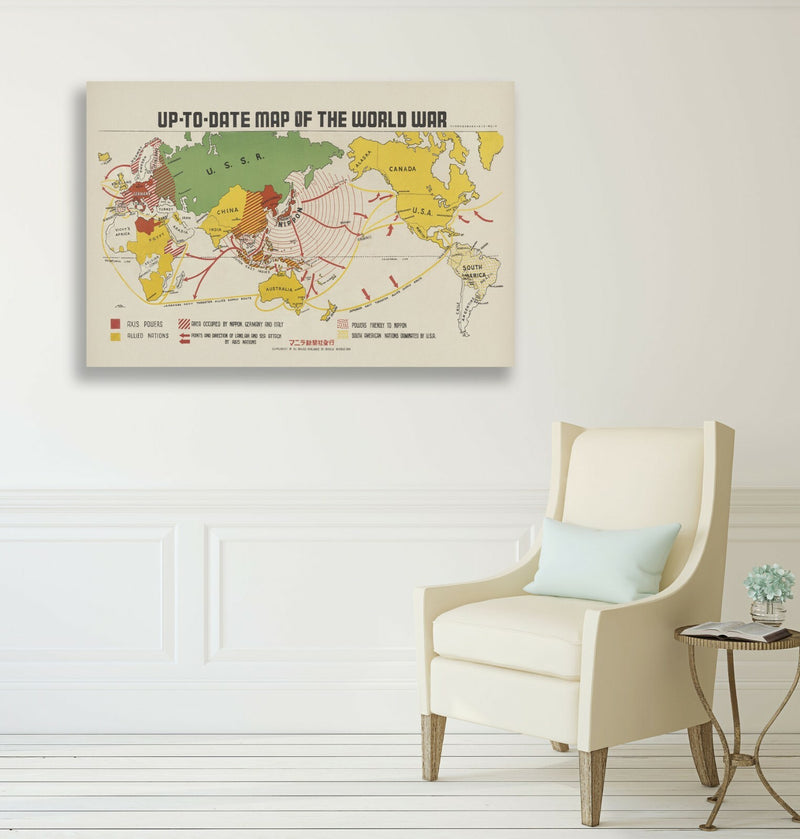 Vintage Map Canvas - World War 1942 Framed Wall Print | Premium Canvas Art