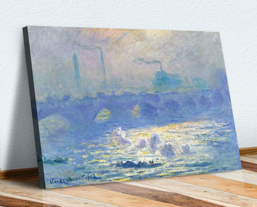 Canvas Wall Art – Claude Monet Waterloo Bridge Framed Canvas Print 30mm Deep Edge