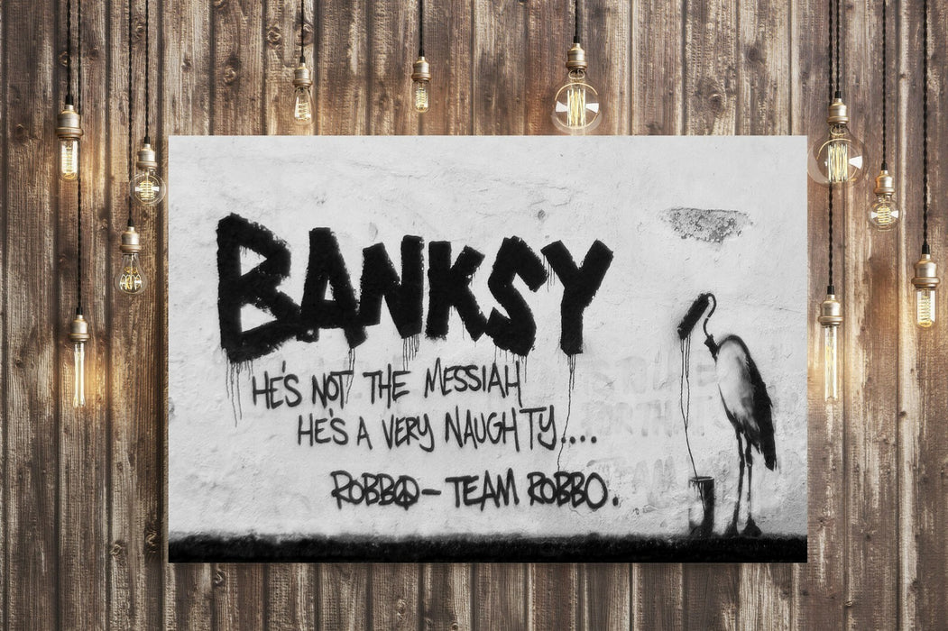 BANKSY STYLE - BANKSY V ROBBO -  CANVAS STREET WALL ART PRINT ARTWORK