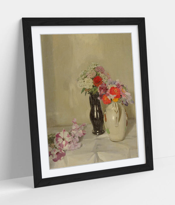 Framed Wall Art Featuring William Nicholson Zinnias - Handmade UK Print