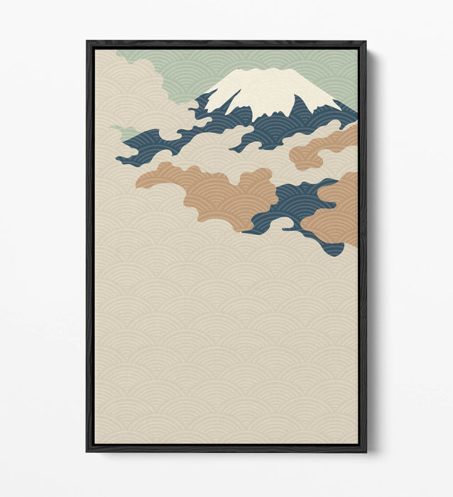Fuji Mountain Canvas - Minimalist Abstract Wall Art With Float Effect Frame