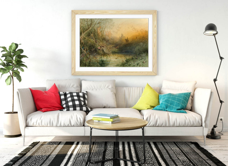Framed Wall Art Poster - Gustave Dore Print With Woodgrain Frame Finish