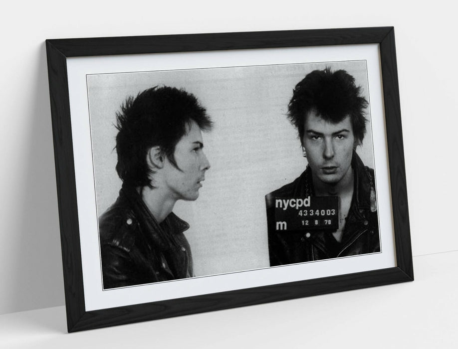 SID VICIOUS MUGSHOT 1 -ART FRAMED POSTER PICTURE PRINT ARTWORK- BLACK & WHITE