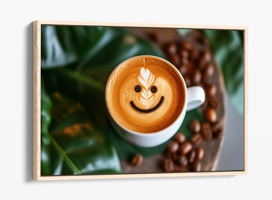 Smiley Face Canvas Art – Cute Coffee Home Decor | Float Effect Canvas Print