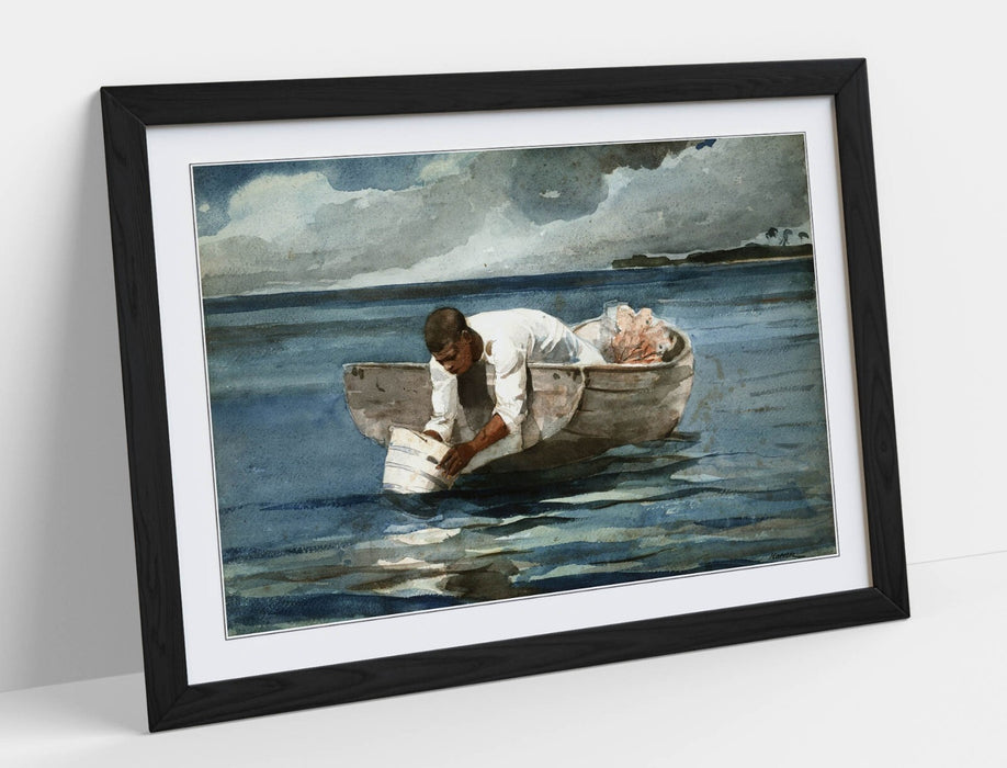 Framed Wall Art Poster - Winslow Homer Water Fan Painting | UK Handmade Decor