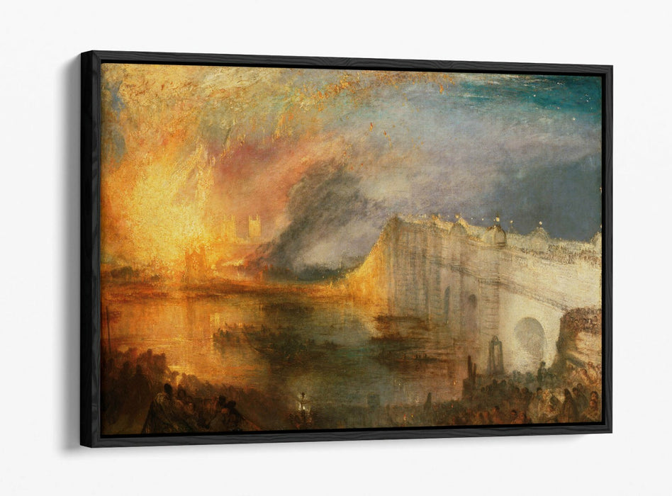 Float Effect Canvas Art - J W M Turner Burning of the Houses Premium Print with 30mm Deep Frame