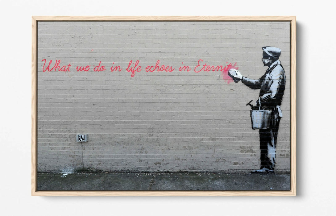 BANKSY WHAT WE DO IN LIFE -FLOAT EFFECT CANVAS WALL ART PIC PRINT- RED