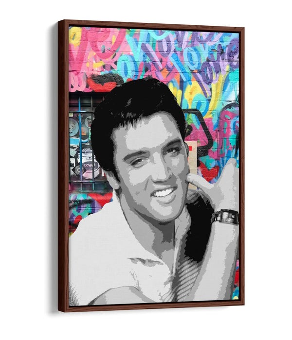 ELVIS PRESLEY GRAFFITI -FLOAT EFFECT CANVAS WALL ART PIC PRINT