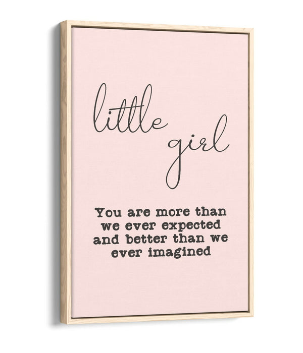 "LITTLE GIRL" NURSERY BABY ROOM QUOTE SLOGAN -FLOAT EFFECT CANVAS WALL ART PRINT