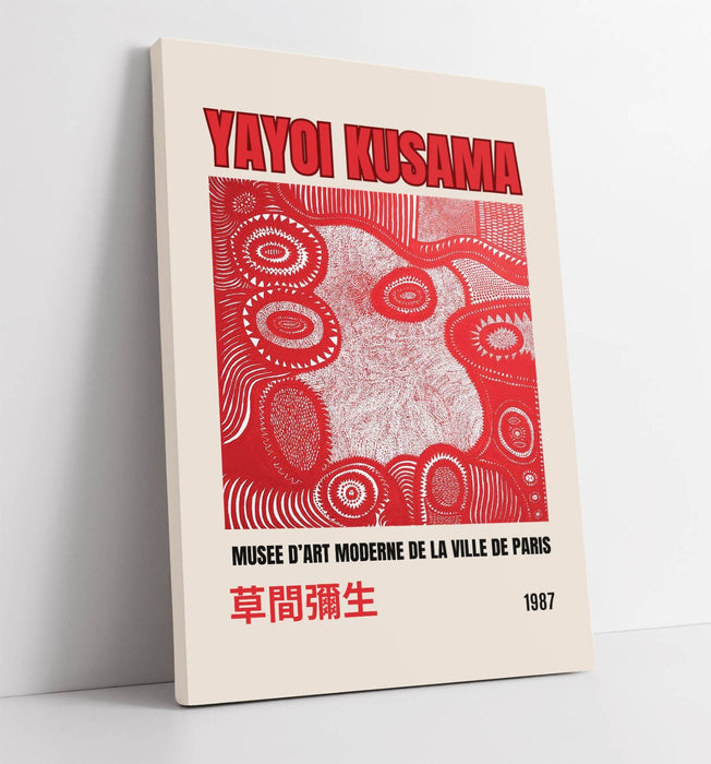 Abstract Canvas Wall Art - Yayoi Kusama Red Abstract Print | Handmade Canvas Decor