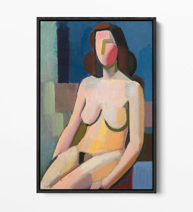 Float Effect Canvas Art - Seated Female Model On Premium MDF Frame With Varnish Finish